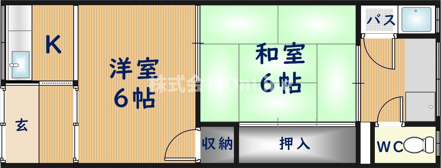 岩本文化(2K/2階)の間取り写真