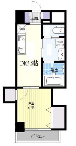 ハイツシリウス(1DK/4階)の間取り写真