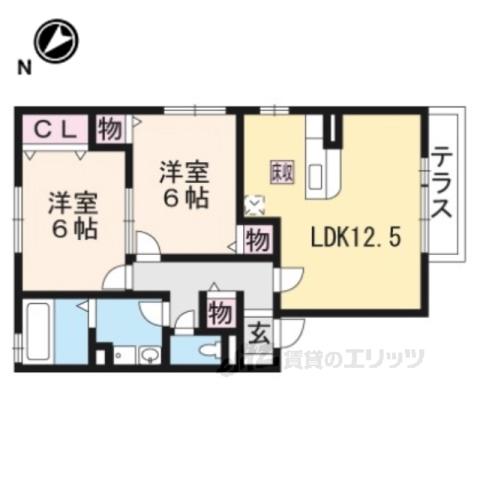 リビングタウン湖都が丘C(2LDK/2階)の間取り写真