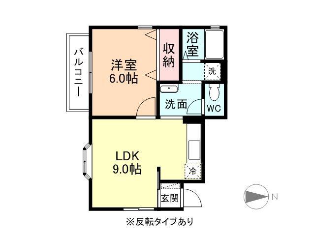 ハピネス(1LDK/2階)の間取り写真