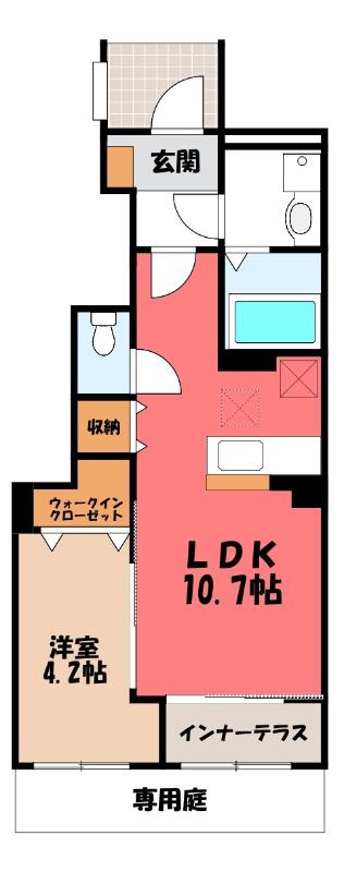 ジニアハイツ A(1LDK/1階)の間取り写真