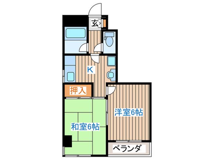 ベルメゾンIII(2K/4階)の間取り写真