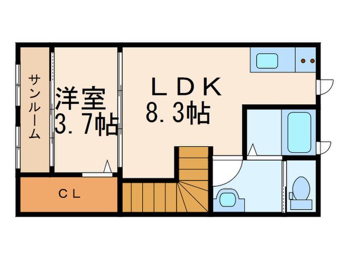 GRAZIE(1LDK/2階)の間取り写真