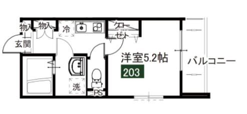 アルブル八王子千人町(1K/2階)の間取り写真