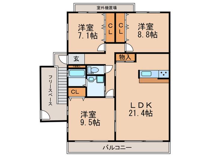 本郷マンション(3LDK/2階)の間取り写真