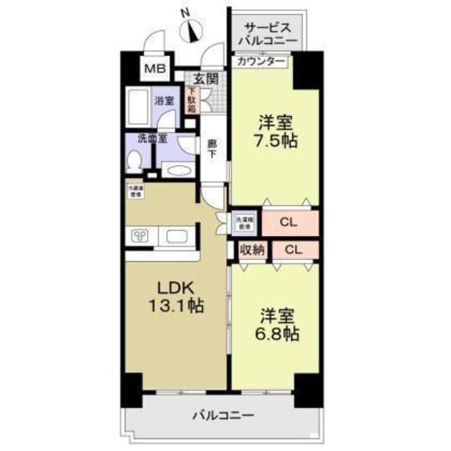 サン・クレスト(2LDK/7階)の間取り写真