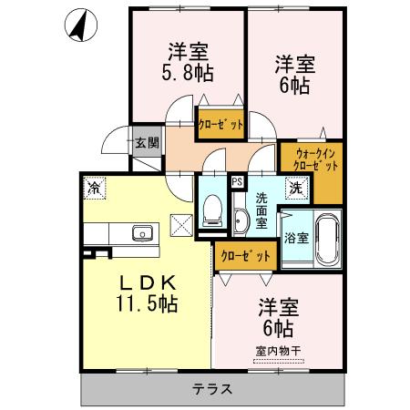 グリーンアベニュー(3LDK/1階)の間取り写真