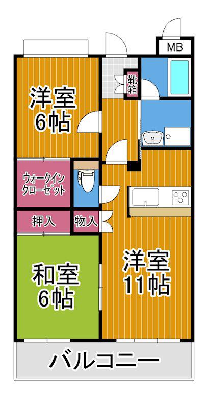 カメリアハウス(2LDK/3階)の間取り写真