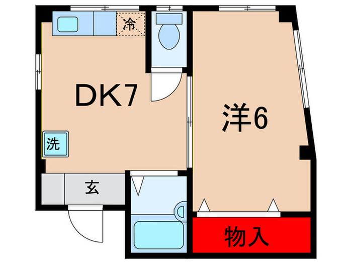 ハイツ長田II(1DK/3階)の間取り写真