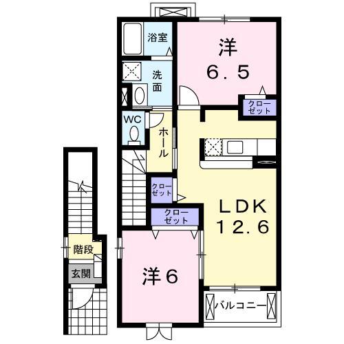 ピアフィールドII(2LDK/2階)の間取り写真