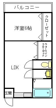 小畑コーポラスB棟(1LDK/1階)の間取り写真