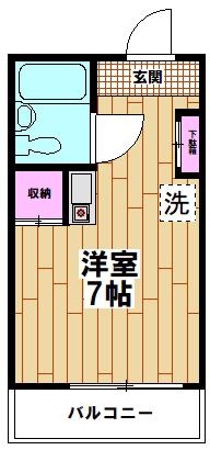 グローバルビュー21(ワンルーム/1階)の間取り写真