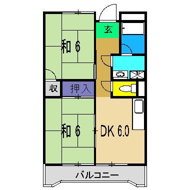 福井ハイツ(2DK/2階)の間取り写真