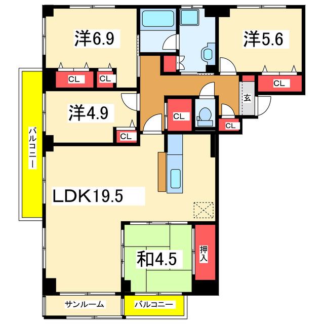 パルステージ関屋(4LDK/4階)の間取り写真