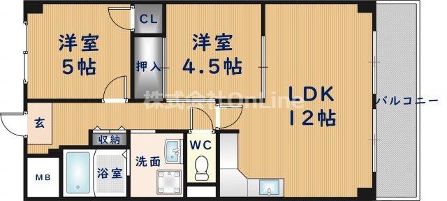 ラ・ボアコートIN花園(2LDK/4階)の間取り写真