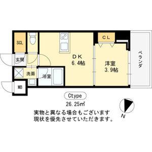 ヴィーナス今里(1DK/6階)の間取り写真