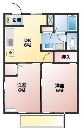 ローズハイツ(2DK/2階)の間取り写真