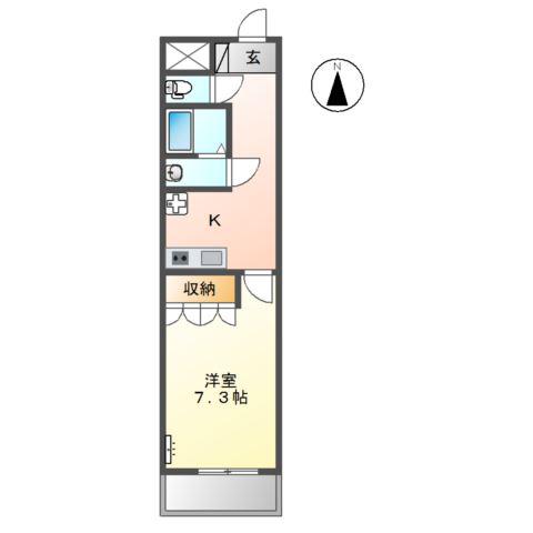 クレストールI(1K/2階)の間取り写真