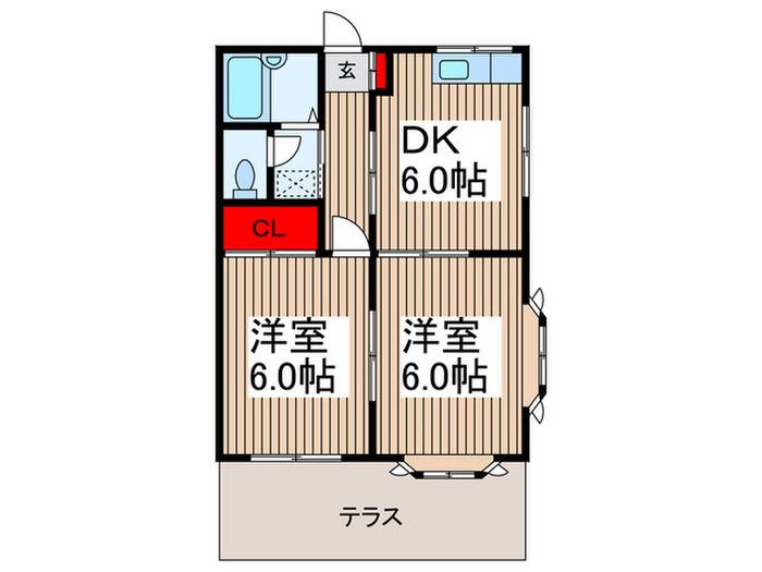 ハイツ天神A(2DK/1階)の間取り写真