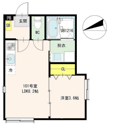 ハーモニーテラス西新井COURT(1LDK/1階)の間取り写真
