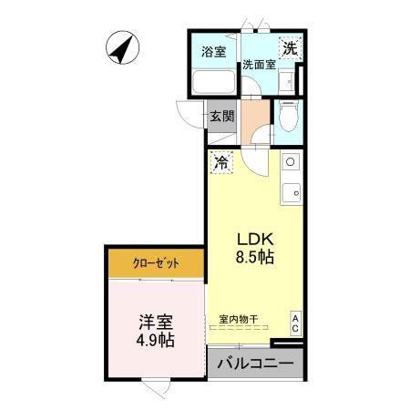 MARRIOTT(1LDK/1階)の間取り写真