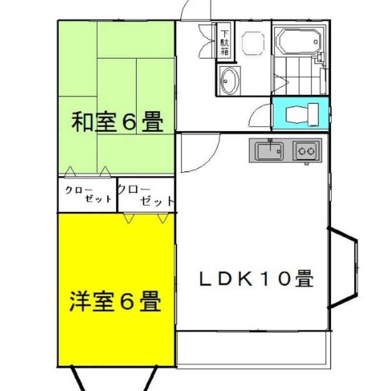 サウス・ウインド2ND(2LDK/2階)の間取り写真