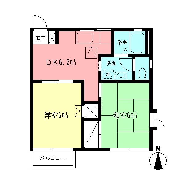WING I(2DK/2階)の間取り写真