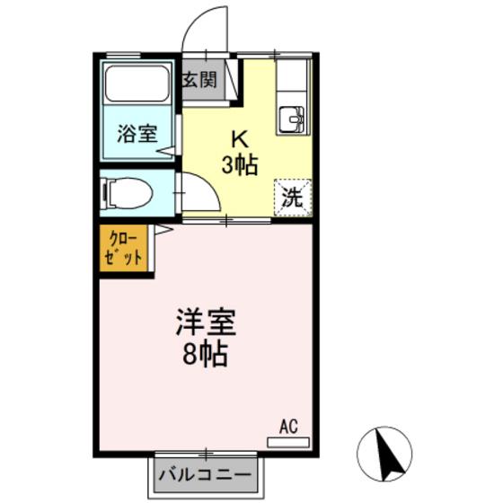 シティハイム三宅II(1K/1階)の間取り写真
