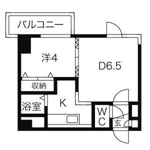 ラフォーレ円山公園(1DK/5階)の間取り写真