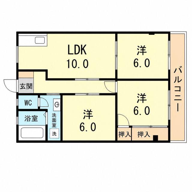 タウンハイツI(3LDK/2階)の間取り写真