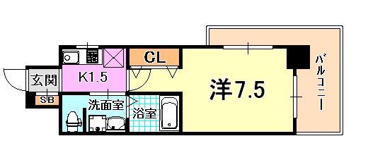 ラナップスクエア神戸ハーバープライム(1K/4階)の間取り写真