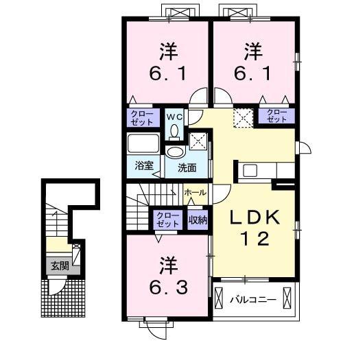 ソレイユ(3LDK/2階)の間取り写真