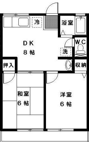桐山ハイツ(2DK/2階)の間取り写真