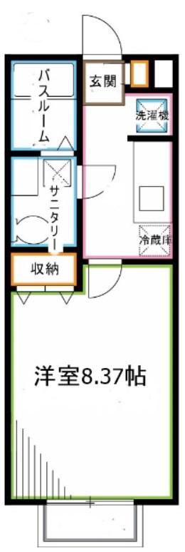 ソレーユ宮前(1K/1階)の間取り写真