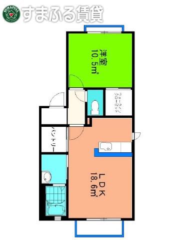 クレイドル住吉 B(1LDK/2階)の間取り写真