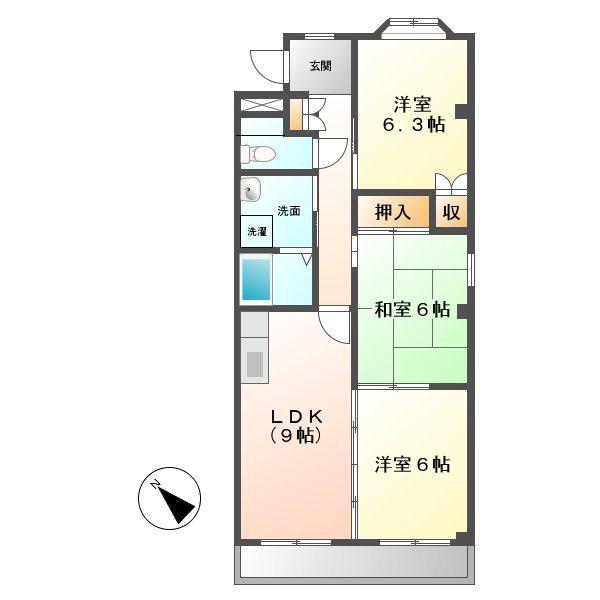 ルミエール梅里(3LDK/2階)の間取り写真