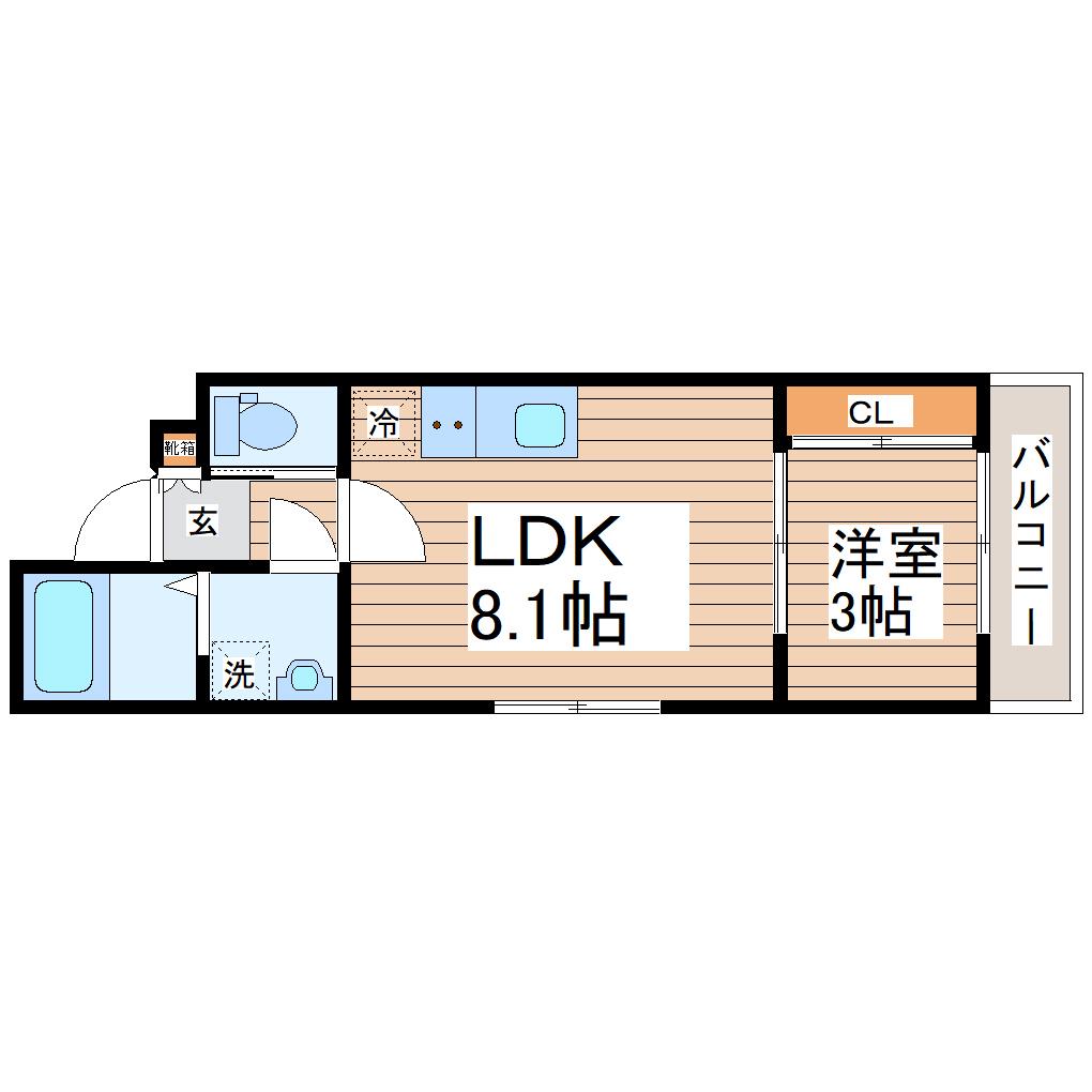 台原4丁目アパート A棟(1LDK/3階)の間取り写真