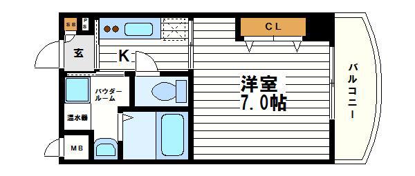 パークヒルズ上本町壱番館(1K/9階)の間取り写真