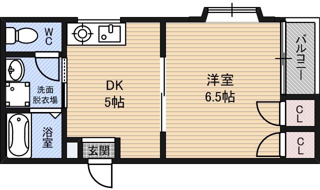 フローラ鶴見(1DK/2階)の間取り写真