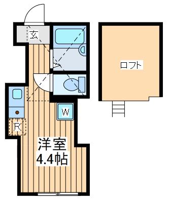 プライムテラス南林間Ⅱ(ワンルーム/2階)の間取り写真
