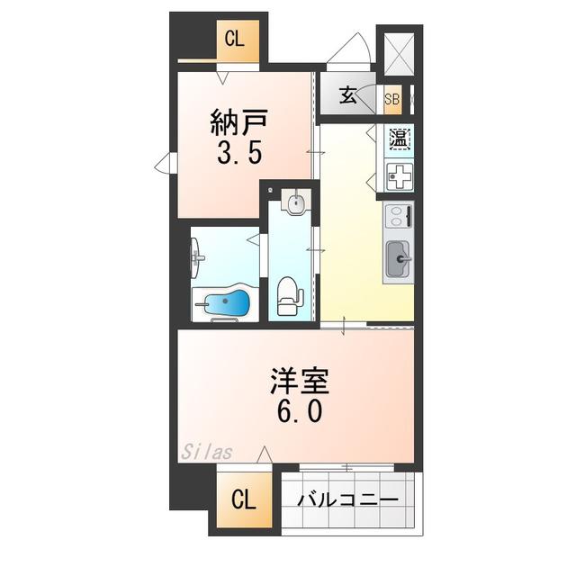 ディアコート宿屋町(2K/4階)の間取り写真