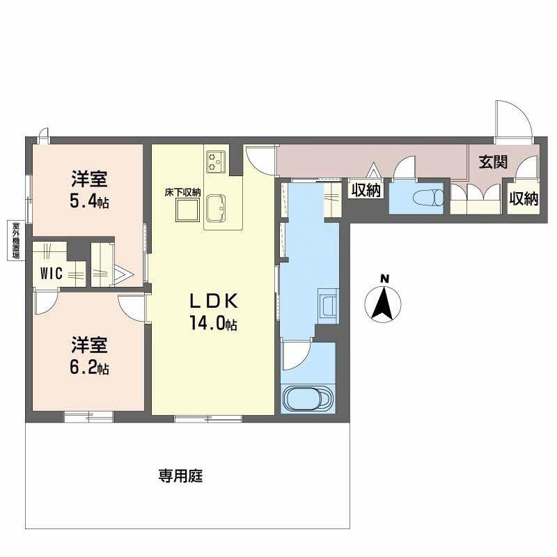 和の杜 江坂(2LDK/1階)の間取り写真