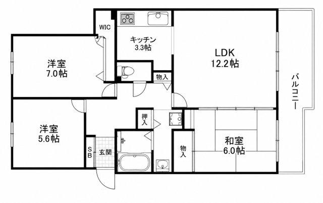 RICウエストコート4番街南棟2番館(3LDK/7階)の間取り写真