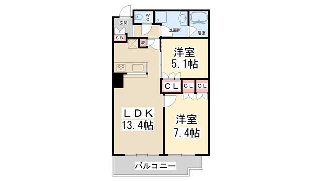 ザ・千里タワー(2LDK/19階)の間取り写真