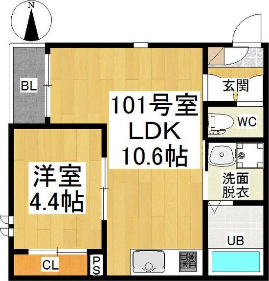 GRANDTICエステート新瑞橋(1LDK/1階)の間取り写真
