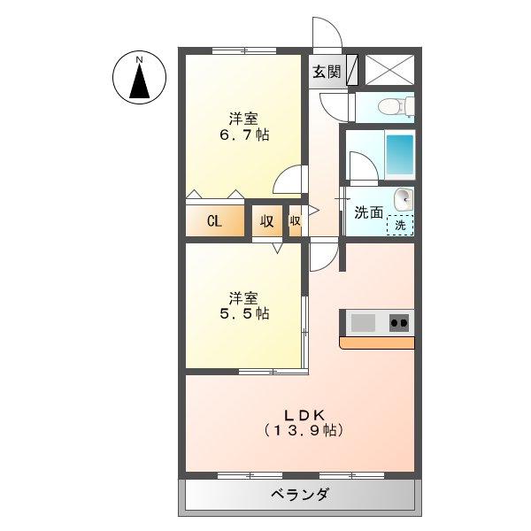 エムステイト(2LDK/2階)の間取り写真