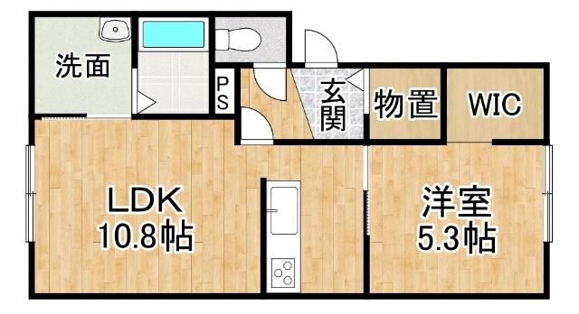 QUARTET(1LDK/1階)の間取り写真