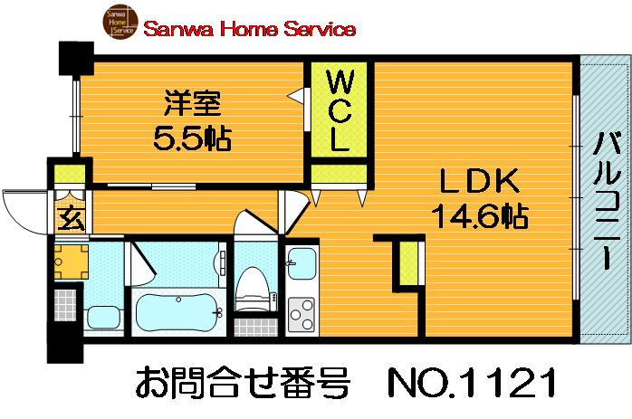 ゲートレジデンス鶴見緑地(1LDK/3階)の間取り写真