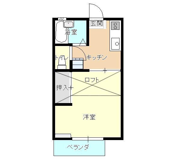 クローバーハイツIII(1K/2階)の間取り写真