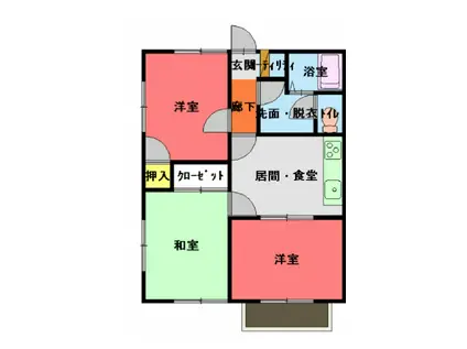 カルマ-ドフェリス(3DK/2階)の間取り写真